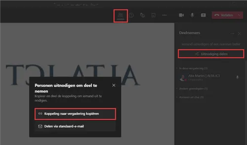Teams-uitnodiging-delen