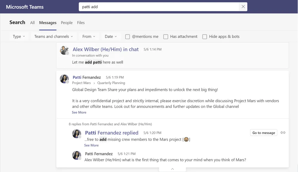 Berichtenpagina met een bericht uitgebreid voor meer context