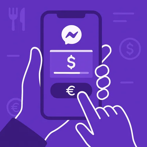 Betaling via Facebook Messenger-app op smartphone met gesplitste kostenfunctie