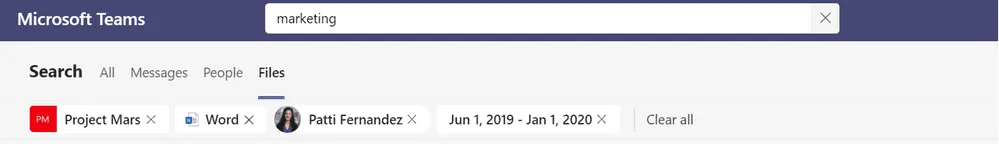 Filters op de pagina Bestanden