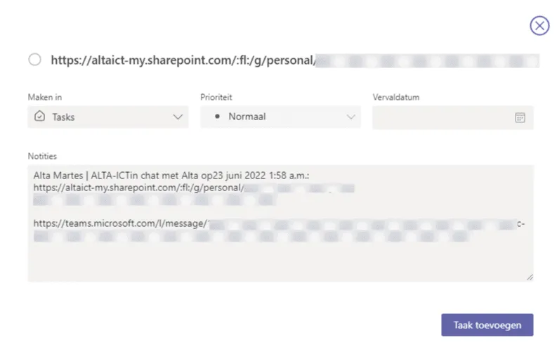 Taak toevoegen in Teams