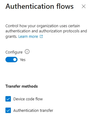Authentication flows Device Code