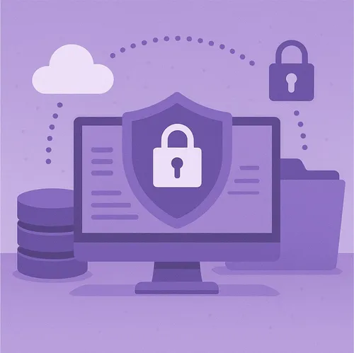 Beveiligde computer met datalock symbool