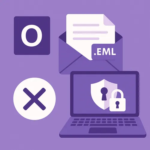 Outlook e-mail beveiliging illustratie met download en slot icoon