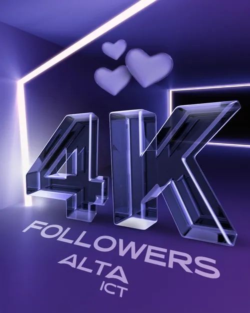 4K LinkedIn volgers ALTA-ICT met hartjes in een paarse 3D-stijl 4K LinkedIn volgers ALTA-ICT met hartjes in een paarse 3D-stijl
