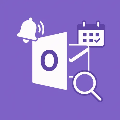 Outlook icoon met meldingen, agenda en zoekfunctie