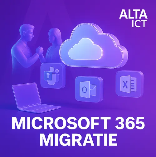 ALTA-ICT Microsoft 365 migratie met cloud en Office-app iconen ALTA-ICT Microsoft 365 migratie met cloud en Office-app iconen