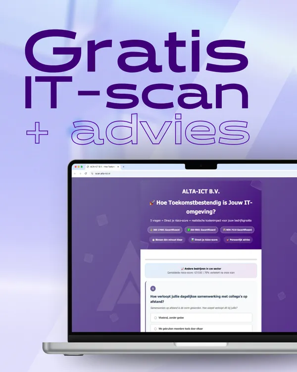 Gratis IT-scan en advies door ALTA-ICT met voorbeeld van online scan op laptop