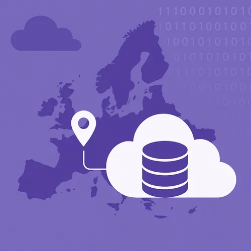 Illustratie van dataopslag in de cloud binnen Europa voor veilige en soevereine dataopslag MKB Illustratie van dataopslag in de cloud binnen Europa voor veilige en soevereine dataopslag MKB