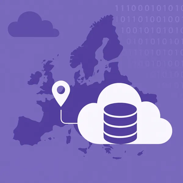 Illustratie van dataopslag in de cloud binnen Europa voor veilige en soevereine dataopslag MKB