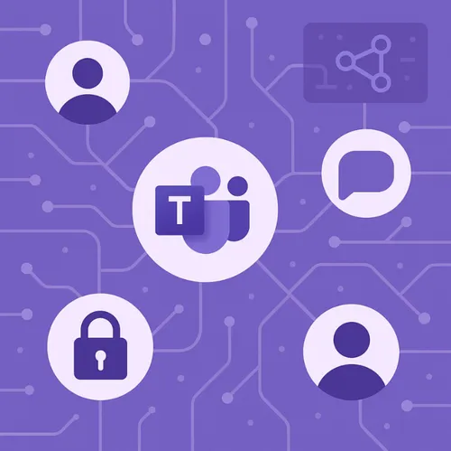 Microsoft Teams icoon met beveiliging en communicatie symbolen Microsoft Teams icoon met beveiliging en communicatie symbolen