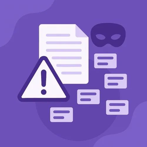 llustratie van datalek en phishing waarschuwing met masker en waarschuwingsteken