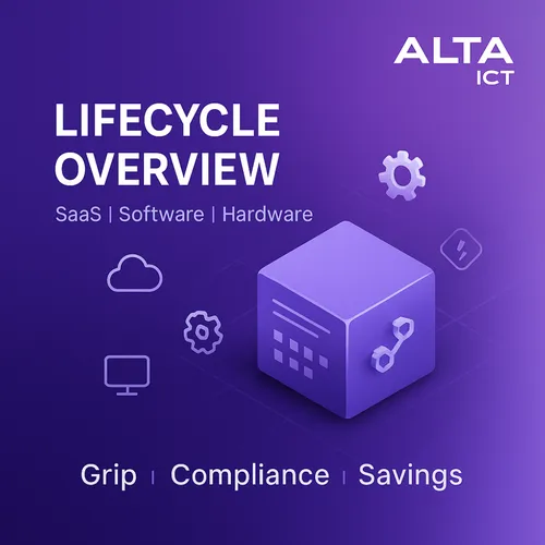 IT lifecycle management visual with SaaS, software, hardware icons - ALTA ICT